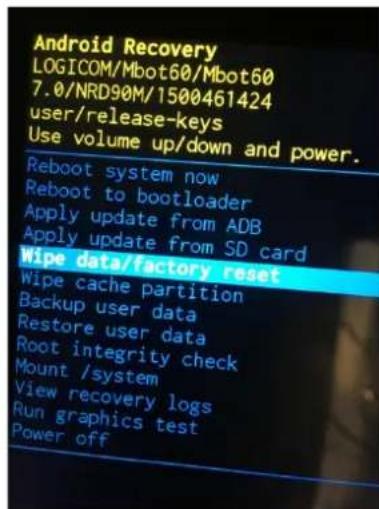 LOGICOM M Bot 60 - Réinitialisation de l'appareil en mode "récapération": - 2