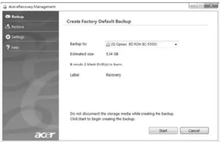 ACER TravelMate 7750G - Créer une sauvegarde de récupération (Lecteur optique) - 3