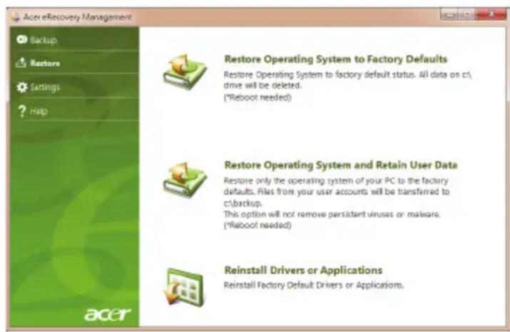 ACER TravelMate 7750G - Recovering pre-installed software and drivers - 1