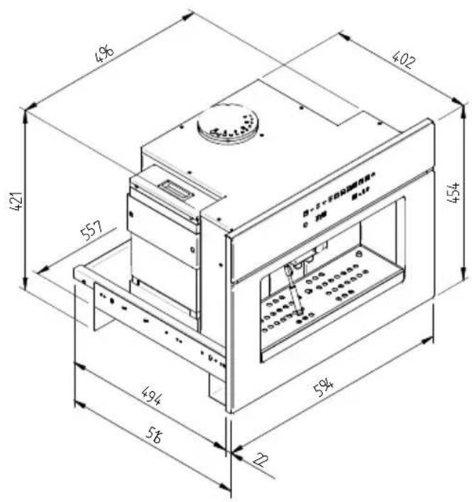 Fulgor Milano LD 15 BK - ESQUEMA DAS DIMENSOES DA GAVETA 145 DE ENCASTRE 560 X 595 COM MÁQ. DE CAFÉ DE 454 - 2