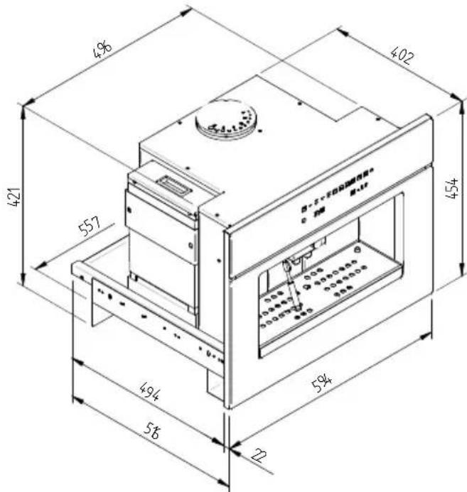 Fulgor Milano LD 15 BK - SCHEMA DIMENSIONALE CASSETTO 145 INCASSO 560 X 595 CON CANTINETTA DA 455 - 4