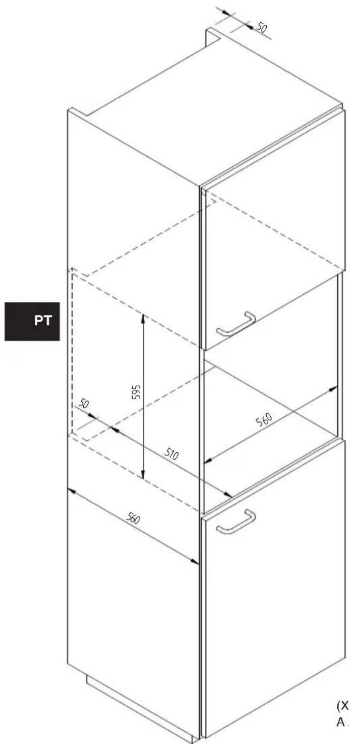 Fulgor Milano LD 15 BK - ESQUEMA DAS DIMENSOES DA GAVETA 145 DE ENCASTRE 560 X 595 COM ADEGA DE 455 - 1