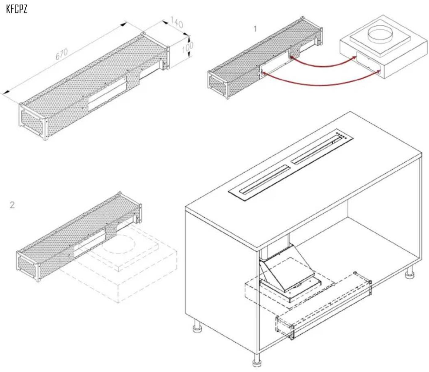Fulgor Milano FPH 10014 TC BK - Filtros de Carbón OPCIONAL (KFCP, KFCPC y KFCPZ) - 1