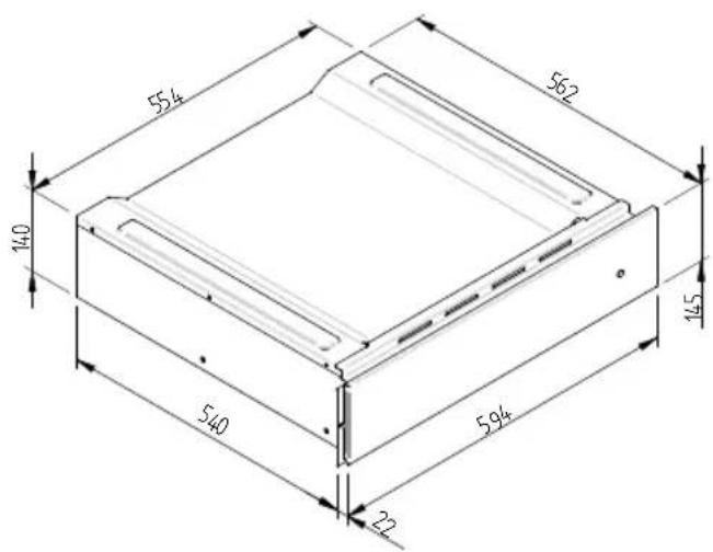 Fulgor Milano LWD 15 WH - SCHEMA DIMENSIONALE CASSETTO INCASSO 560 X 595 CON FORNO DA 480 - 6