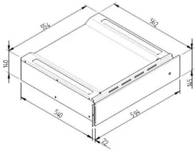 Fulgor Milano LWD 15 WH - WARMING DRAWER DIMENSION DIAGRAM 560 X 595 FOR 450 OVENS - 3