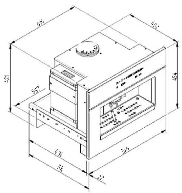 Fulgor Milano LWD 15 WH - SCHEMA DIMENSIONALE CASSETTO 145 INCASSO 560 X 595 CON MACCHINA DA CAFFÉ DA 454 - 3