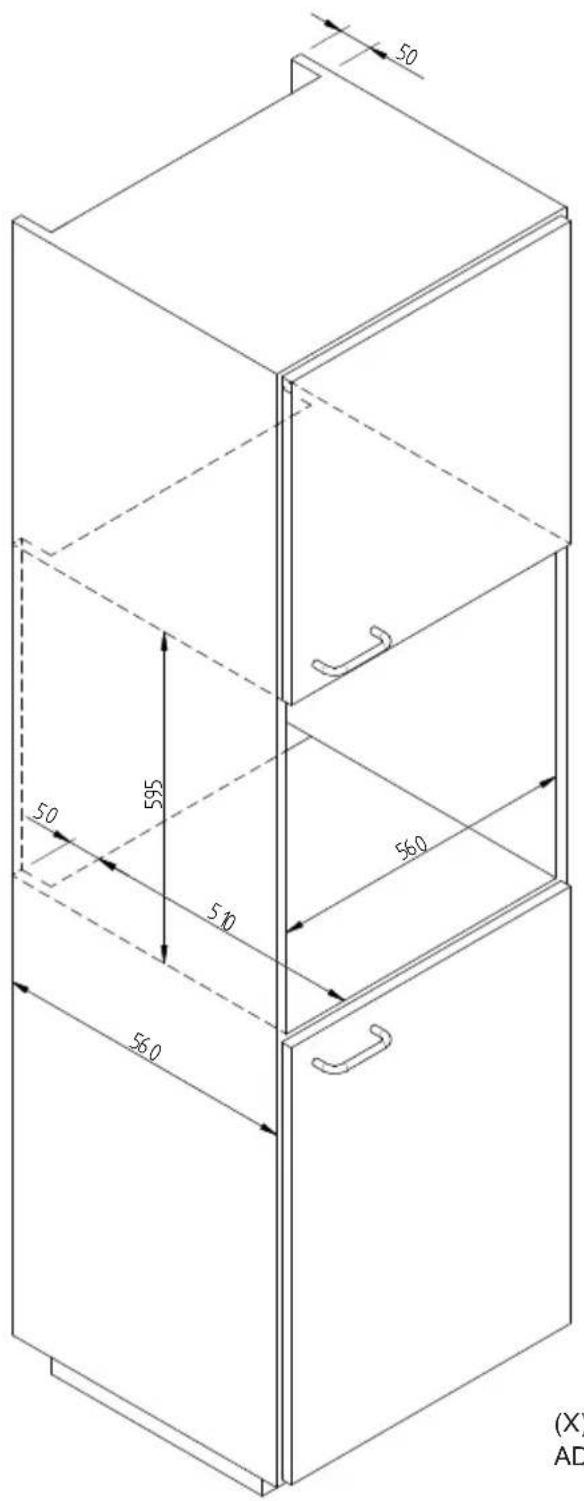 Fulgor Milano LWD 15 WH - ESQUEMA DAS DIMENSOES DA GAVETA 145 DE ENCASTRE 560 X 595 COM ADEGA DE 455 - 1