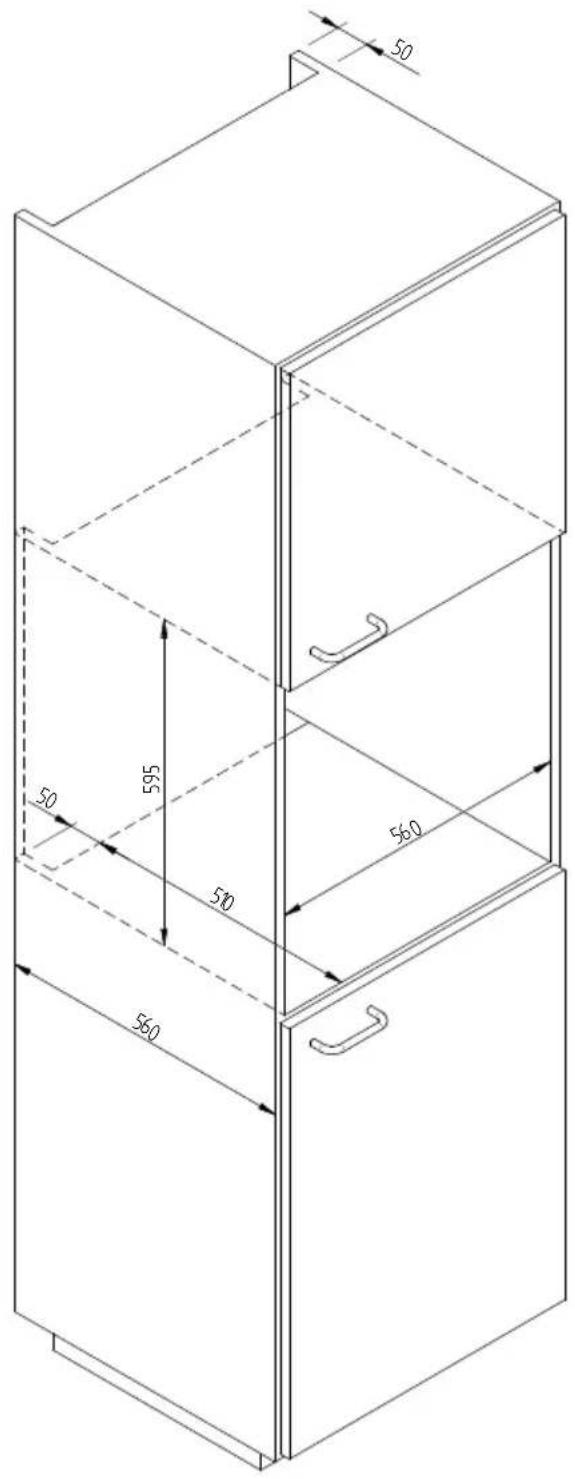 Fulgor Milano LWD 15 WH - WARMING DRAWER DIMENSION DIAGRAM 560 X 595 FOR 480 OVENS - 2