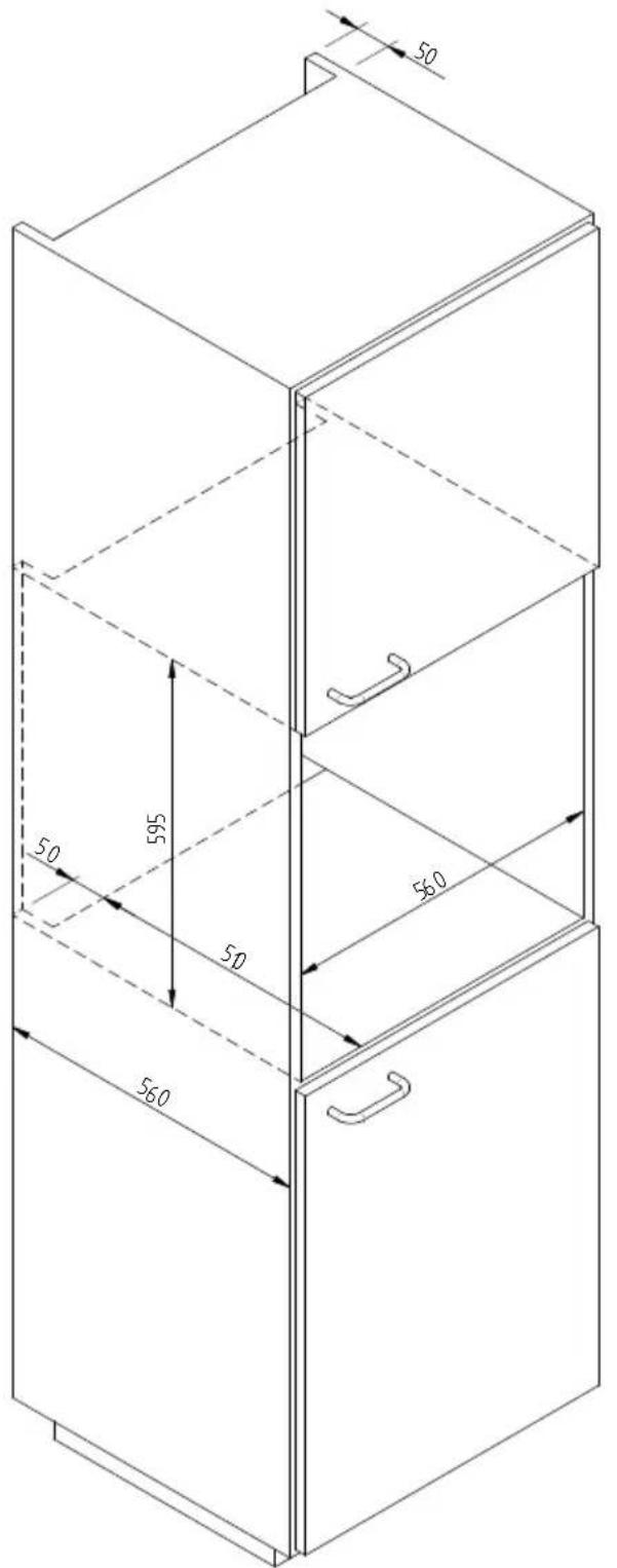Fulgor Milano LWD 15 WH - SCHEMA DIMENSIONNEL DU TIROIR 145 ENCASTRABLE 560 X 595   AVEC PERCOLATEUR DE 454 - 1