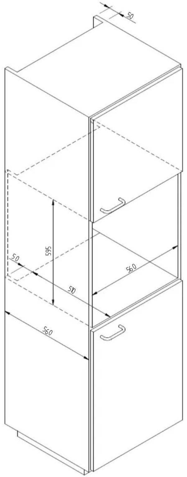 Fulgor Milano LWD 15 BK - DIMENSIONAL DIAGRAM DRAWER 145 BUILT-IN 560 X 595 WITH 451 MM TV - 1