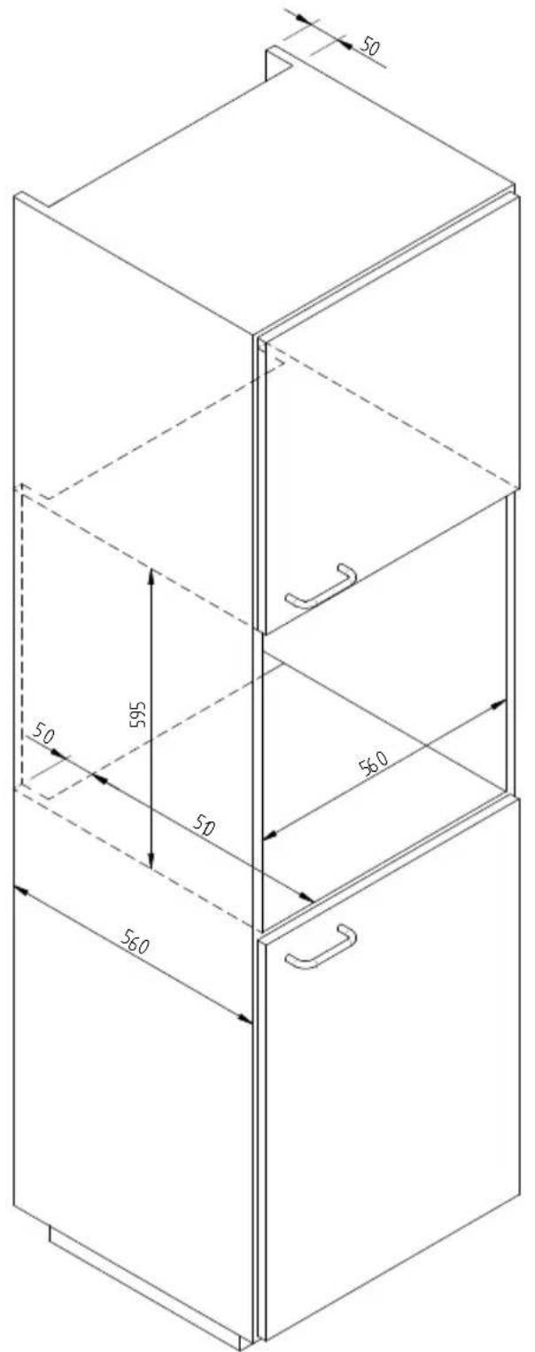 Fulgor Milano LWD 15 BK - SCHEMA DIMENSIONNEL DU TIROIR 145 ENCASTRABLE 560 X 595   AVEC PERCOLATEUR DE 454 - 1