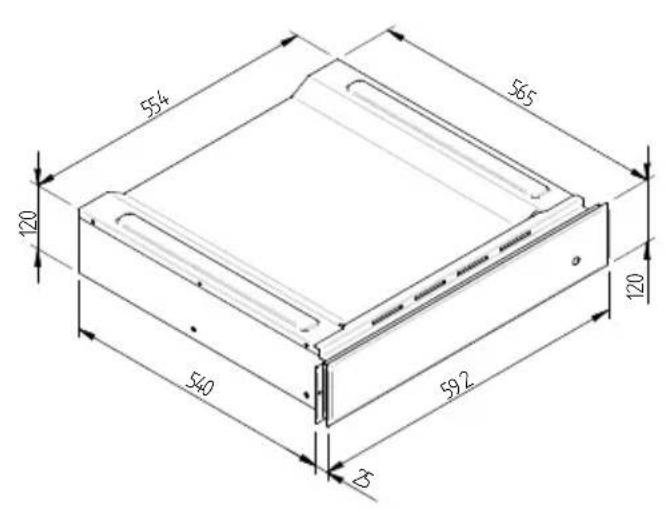 Fulgor Milano LWD 15 BK - ABMESSAGENS DES EINBAUTELLERWÄRMERS 560 X 595 MIT OFEN ZU 480 - 3