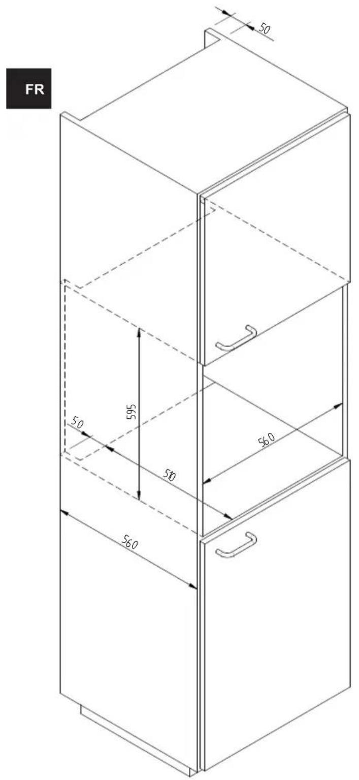 Fulgor Milano LWD 15 BK - SCHEMA DIMENSIONNEL DU TIROIR 145 ENCASTRABLE 560 X 595   AVEC PERCOLATEUR DE 454 - 4