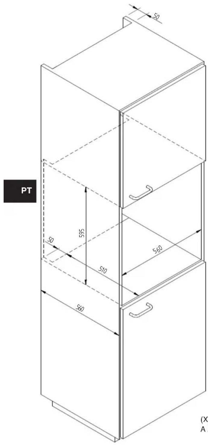 Fulgor Milano LD 15 ME - ESQUEMA DAS DIMENSOES DA GAVETA 145 DE ENCASTRE 560 X 595 COM ADEGA DE 455 - 1