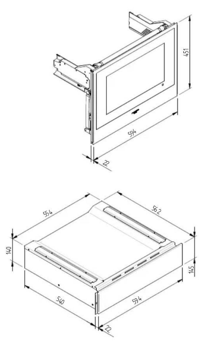 Fulgor Milano LD 15 ME - ESQUEMA DAS DIMENSOES DA GAVETA 145 DE ENCASTRE 560 X 595 COM TV DE 451 - 2
