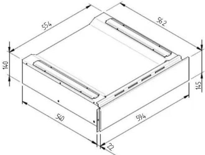 Fulgor Milano LD 15 ME - SCHEMA DIMENSIONALE CASSETTO 145 INCASSO 560 X 595 CON CANTINETTA DA 455 - 5
