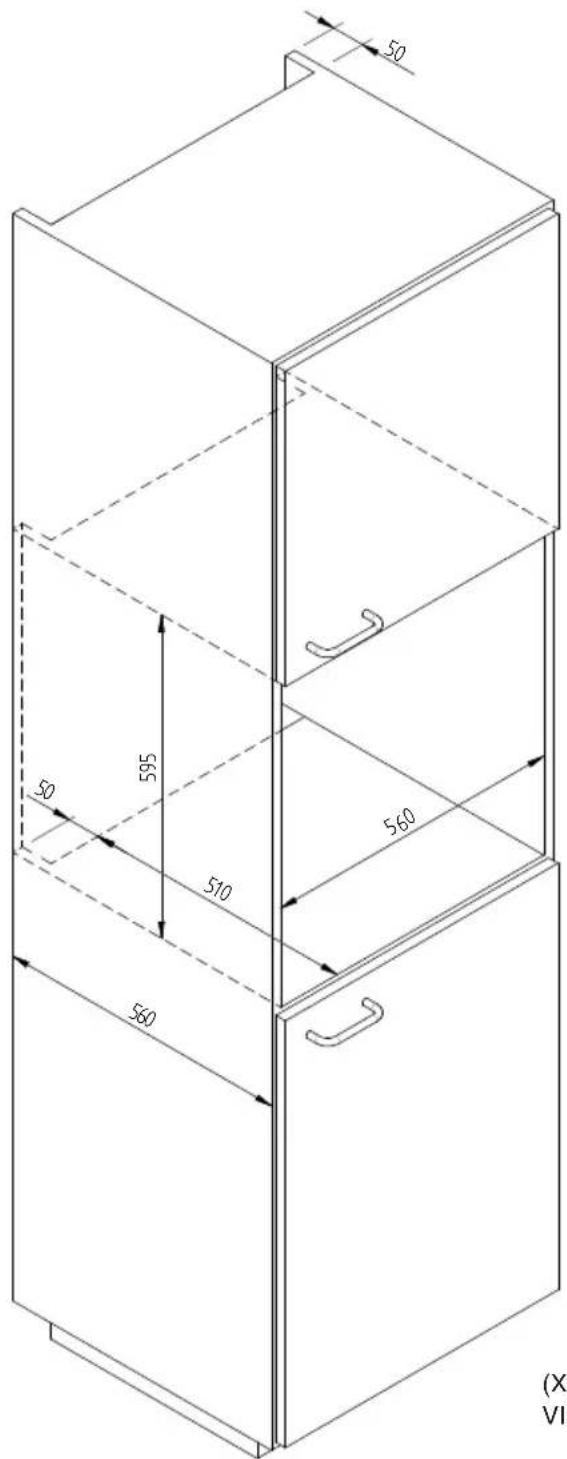 Fulgor Milano LD 15 ME - SCHEMA DIMENSIONALE CASSETTO 145 INCASSO 560 X 595 CON CANTINETTA DA 455 - 1