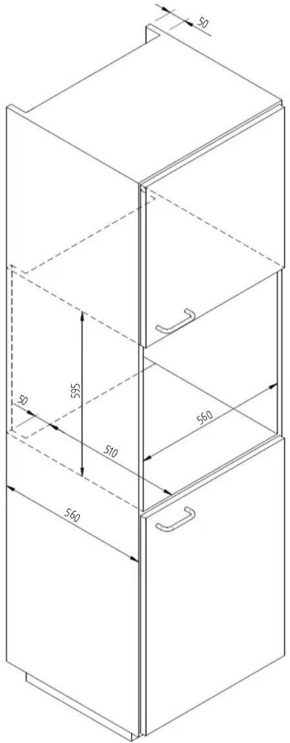 Fulgor Milano LD 15 ME - DIMENSIONAL DRAWING DRAWER 145 BUILT-IN 560 X 595 WITH 454 MM COFFEE MACHINE - 1