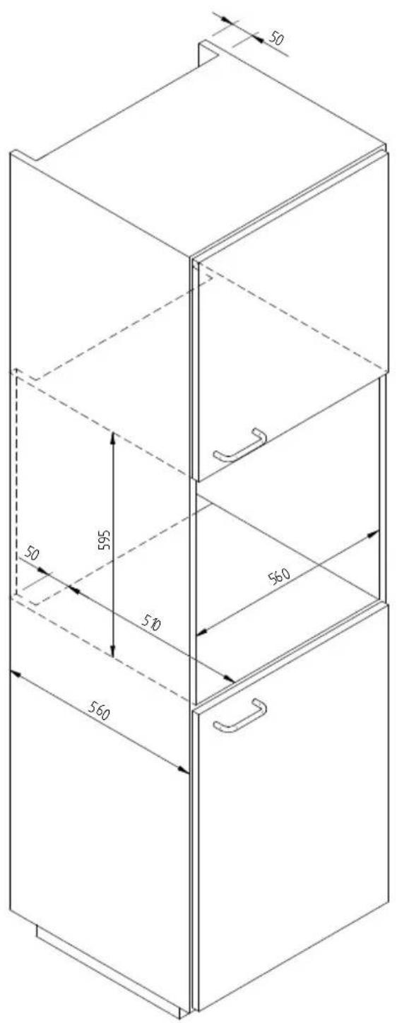 Fulgor Milano LD 15 ME - ABMESSAGENS DES EINBAUTELLERWÄRMERS 560 X 595 MIT OFEN ZU 480 - 5