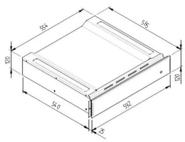 Fulgor Milano LD 15 ME - ESQUEMA DE DIMENSAO DO AQUECEDOR DE LOUCA A ENCASTRO 560 X 595 COM FORNO DE 480 - 4