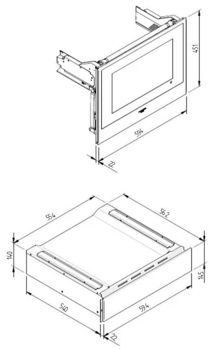 Fulgor Milano LD 15 ME - SCHEMA DIMENSIONNEL DU TIROIR 145 ENCASTRABLE 560 X 595 AVEC TV DE 451 - 2