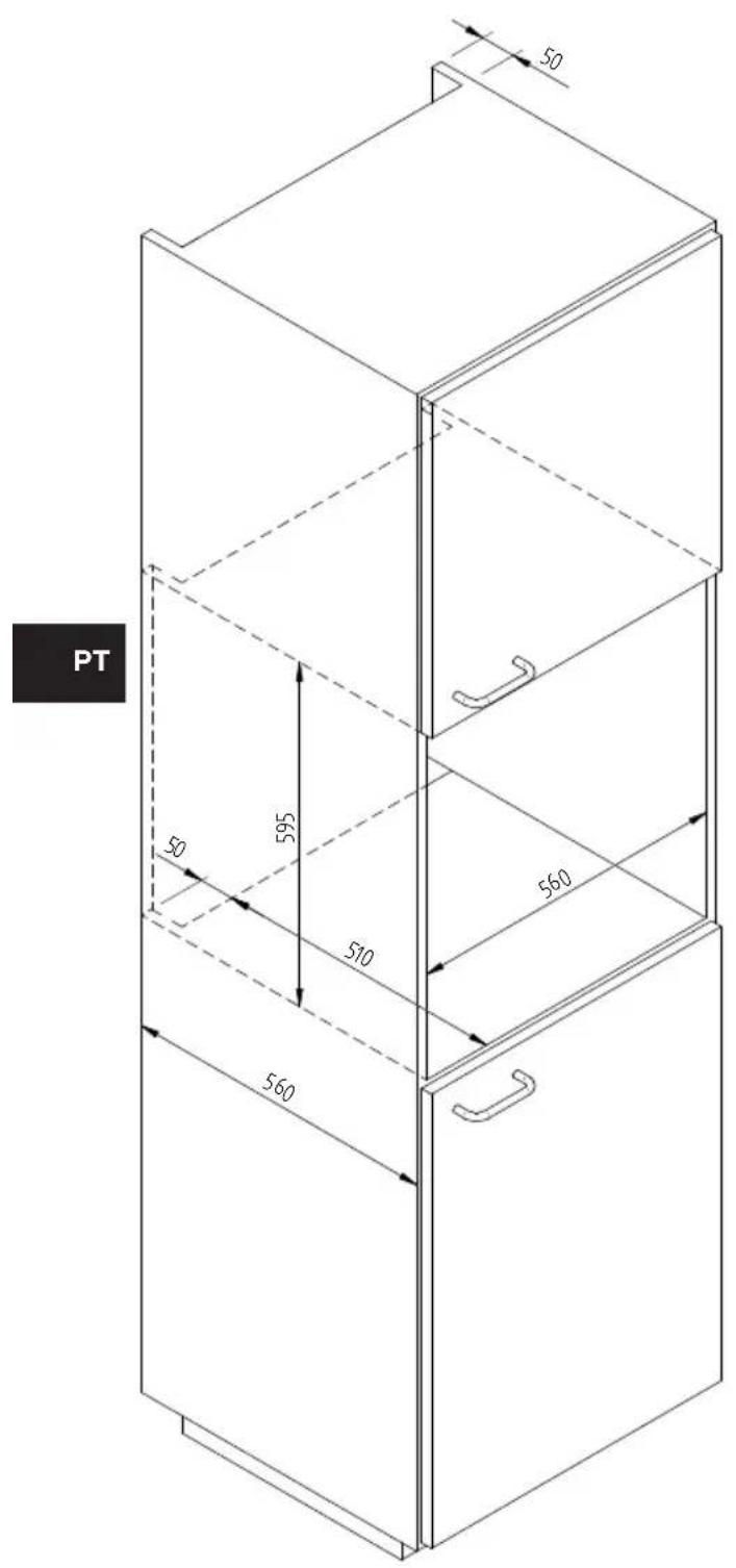 Fulgor Milano LD 15 ME - ESQUEMA DAS DIMENSOES DA GAVETA 145 DE ENCASTRE 560 X 595 COM TV DE 451 - 1