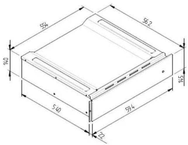 Fulgor Milano LD 15 ME - ESQUEMA DE DIMENSAO DO AQUECEDOR DE LOUCA A ENCASTRO 560 X 595 COM FORNO DE 450 - 3