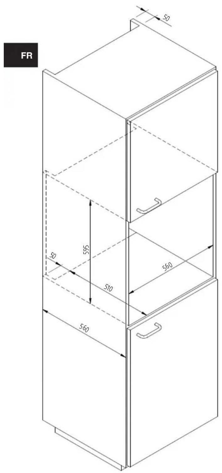 Fulgor Milano LD 15 ME - SCHEMA DIMENSIONNEL DU TIROIR 145 ENCASTRABLE 560 X 595 AVEC TV DE 451 - 1