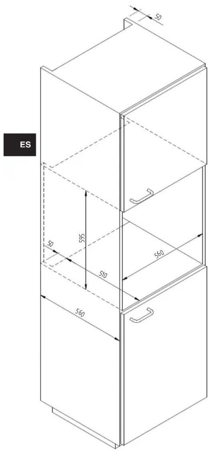 Fulgor Milano LD 15 ME - ESQUEMA DIMENSIONAL CAJON 145 EMPOTRADO 560 X 595 CON TV DE 451 - 1