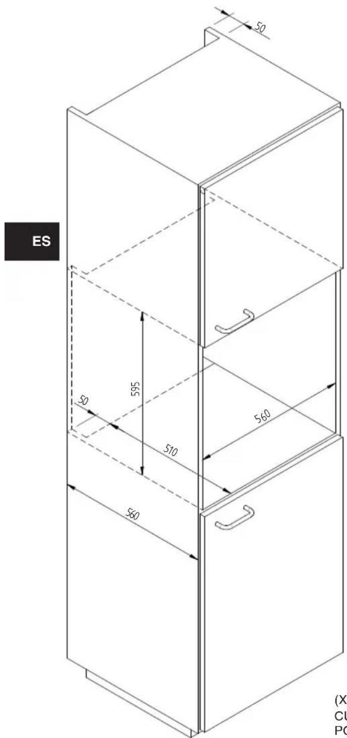 Fulgor Milano LD 15 ME - ESQUEMA DIMENSIONAL CAJON 145 EMPOTRADO 560 X 595 CON BODEGA DE 455 - 1