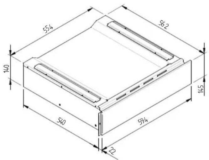 Fulgor Milano LD 15 ME - DIMENSIONAL DRAWING DRAWER 145 BUILT-IN 560 X 595 WITH 454 MM COFFEE MACHINE - 3