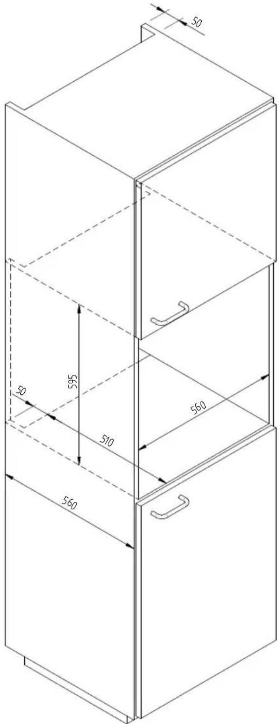 Fulgor Milano LD 15 ME - SCHEMA DIMENSIONALE CASSETTO 145 INCASSO 560 X 595 CON CANTINETTA DA 455 - 3