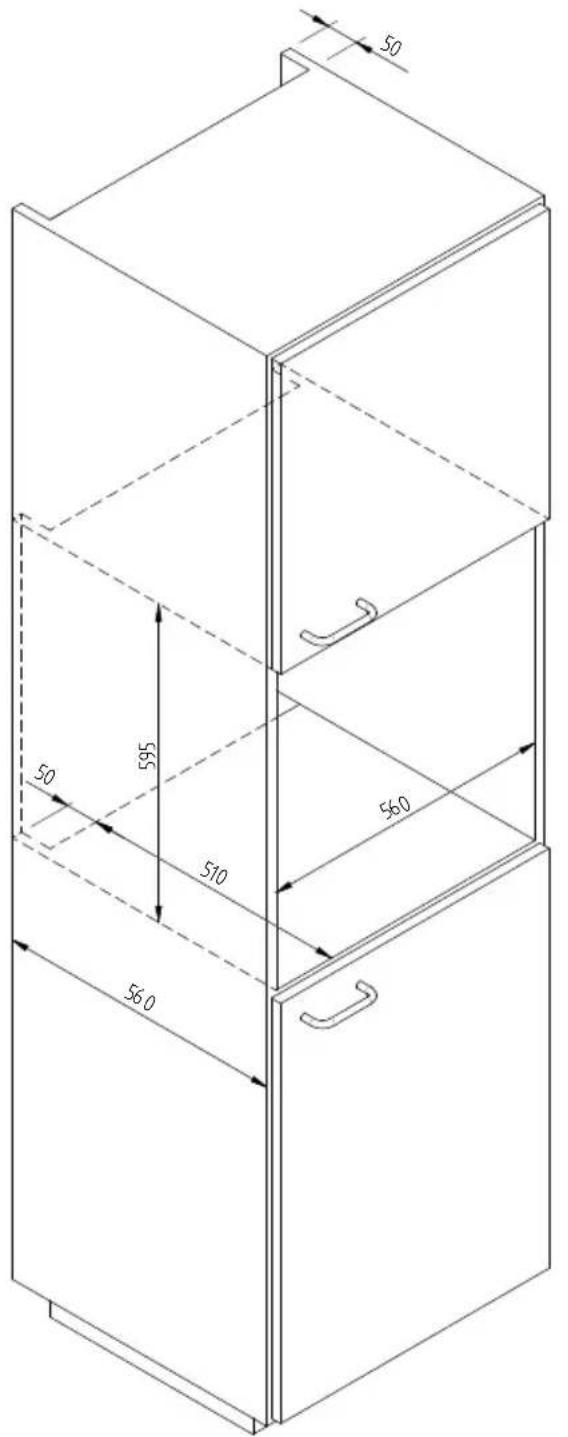 Fulgor Milano LD 15 ME - ESQUEMA DIMENSIONAL CAJON DE EMPOTRAR 560 X 595 CON HORNO DE 480 - 2