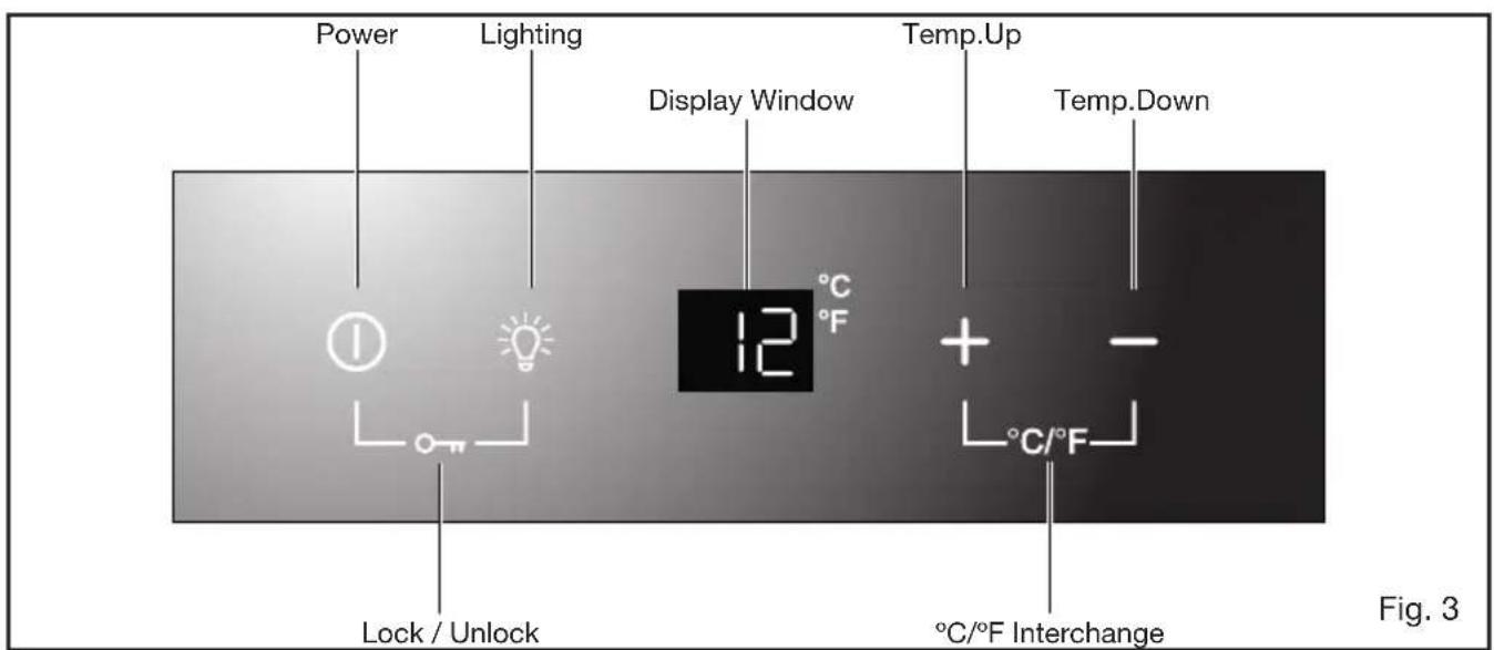 Fulgor Milano FWC 4522 TC ME - CONTROL PANEL For Single Zone - 1