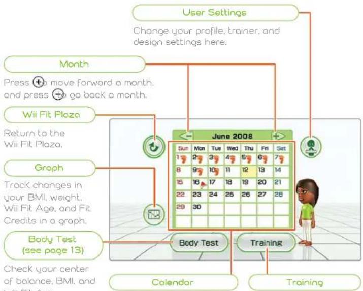 NINTENDO Wii Fit (Wii) - Calendar Screen - 1