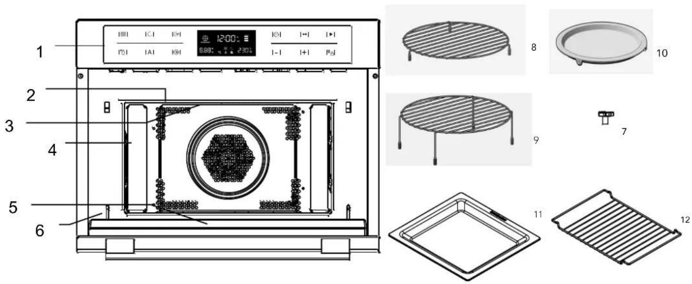 HOTPOINT-ARISTON MWK 434.1 XHA - Namen van magnetron onderdelen en accessoires - 1