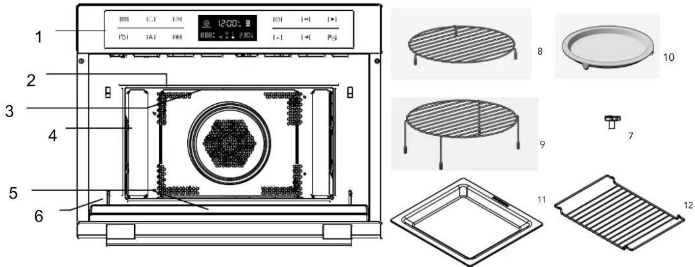 HOTPOINT-ARISTON MWK 434.1 XHA - Nomes das Peças e Acessórios do Forno - 1