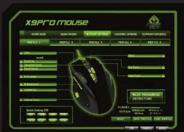 KeepOut X9PRO - Menu "Button Setting" (Réglage touches) - 1