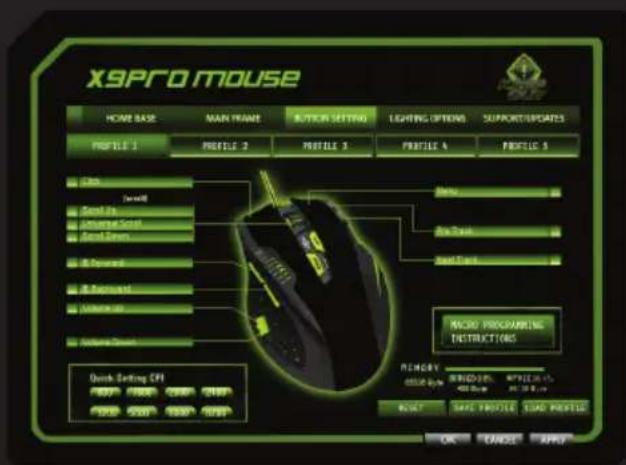 KeepOut X9PRO - Menu "Button Setting" - 1