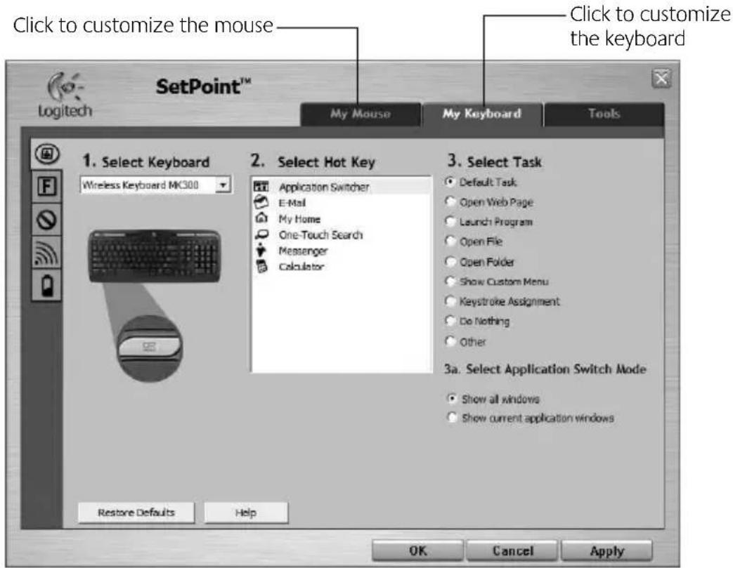 LOGITECH MK300 - Customizing the keyboard and mouse - 2