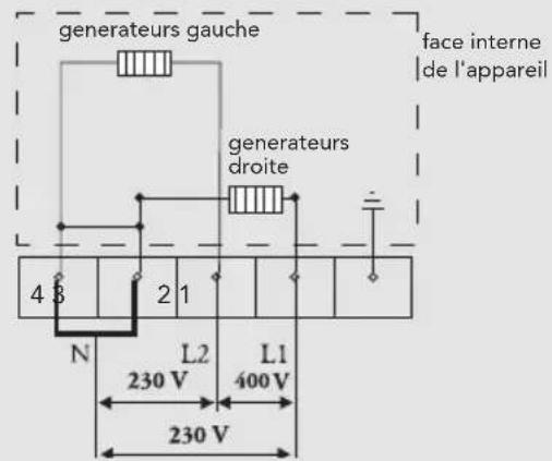 Pelgrim IDK664ONY - Connexion 2 phases avec 1 neutre (2 1N ca 400 V / 50 Hz) : - 1