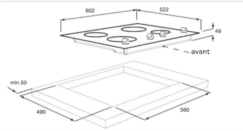 Pelgrim IDK664ONY - Dimensions d'encastrement IDK664 - 1
