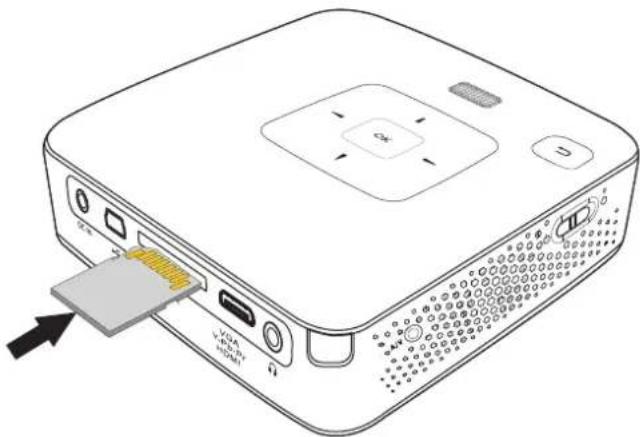 PHILIPS PicoPix PPX3514 - Mise en place d'une carte mémoire - 1