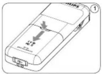 PHILIPS Voice Tracer LFH0620 - Insertion des piles 5.1 - 1