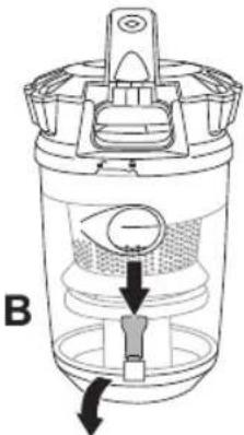 BESTRON AMC1000G - PULIZIA E MANUTENZIONE - Rimozione della sporcizia dal serbatoio raccoglipolvere - 2