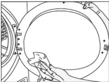 BEKO DS 7432 RXW - Nettoyage du filtre à peluche / Surface intérieure de la porte de chargement - 6