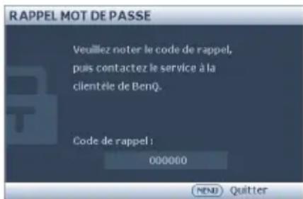 BENQ MS521H - Procedure de rappel de mot de passage - 1