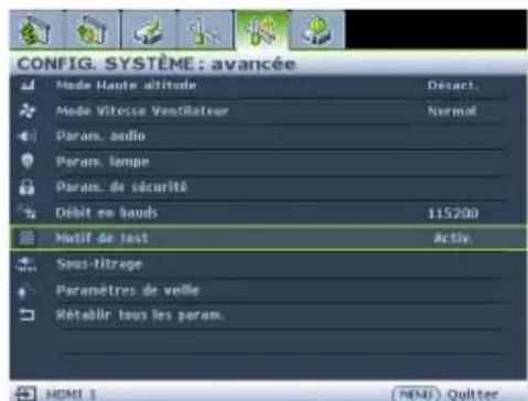 BENQ MS521H - Utilisation du motif de test intégré - 3