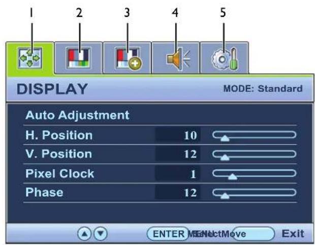 BENQ GL950 - Mode du menu principal - 1