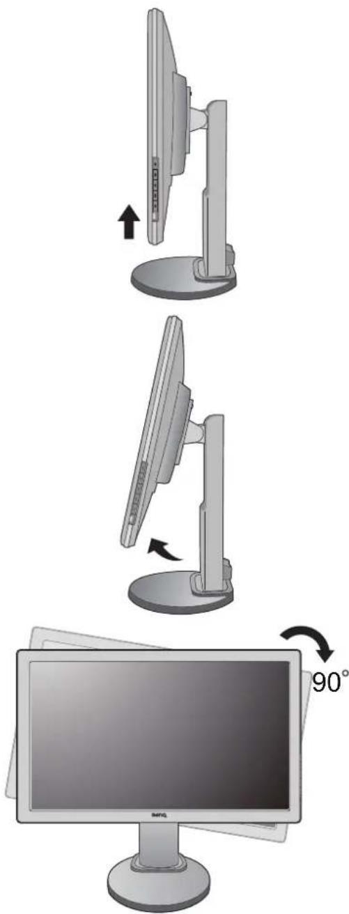 BENQ GL950 - Faites pivoter le moniteur de 90 degrés dans les sens des aiguilles d'une montre comme illustré. - 1